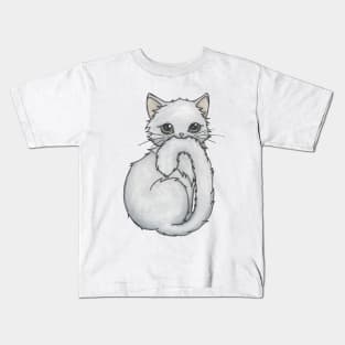 Cute Fluffy Kitten, Grey Kids T-Shirt